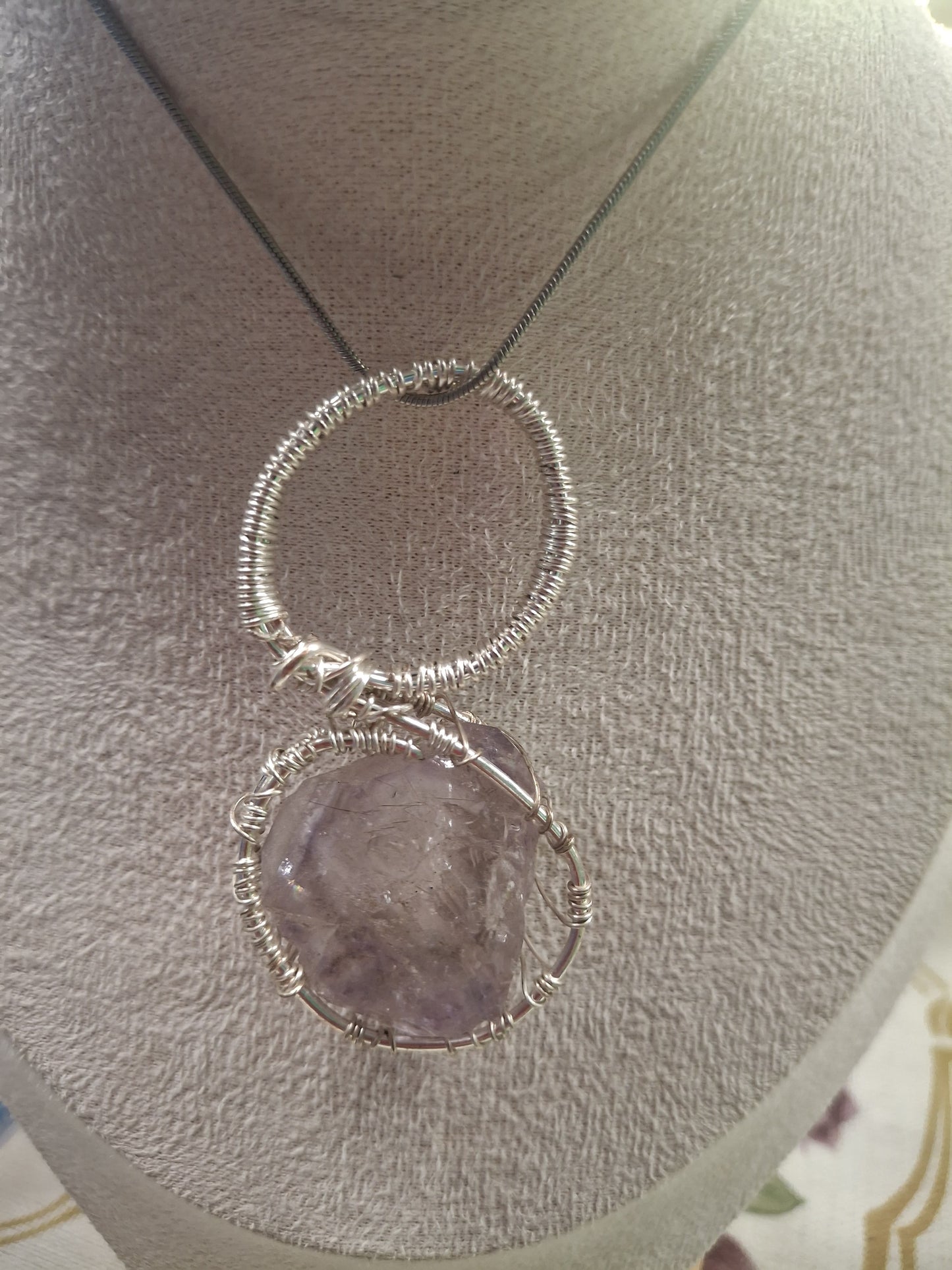 Raw Round Amethyst Pendant – A Story of Stillness and Inner Wisdom