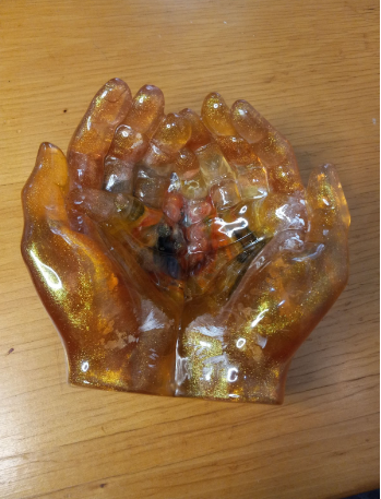 Abundant Hands Resin Sculpture - Dripped in Gold