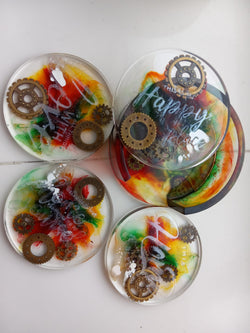 5-PIECE LOVING COASTERS - STEAM PUNKED STYLE