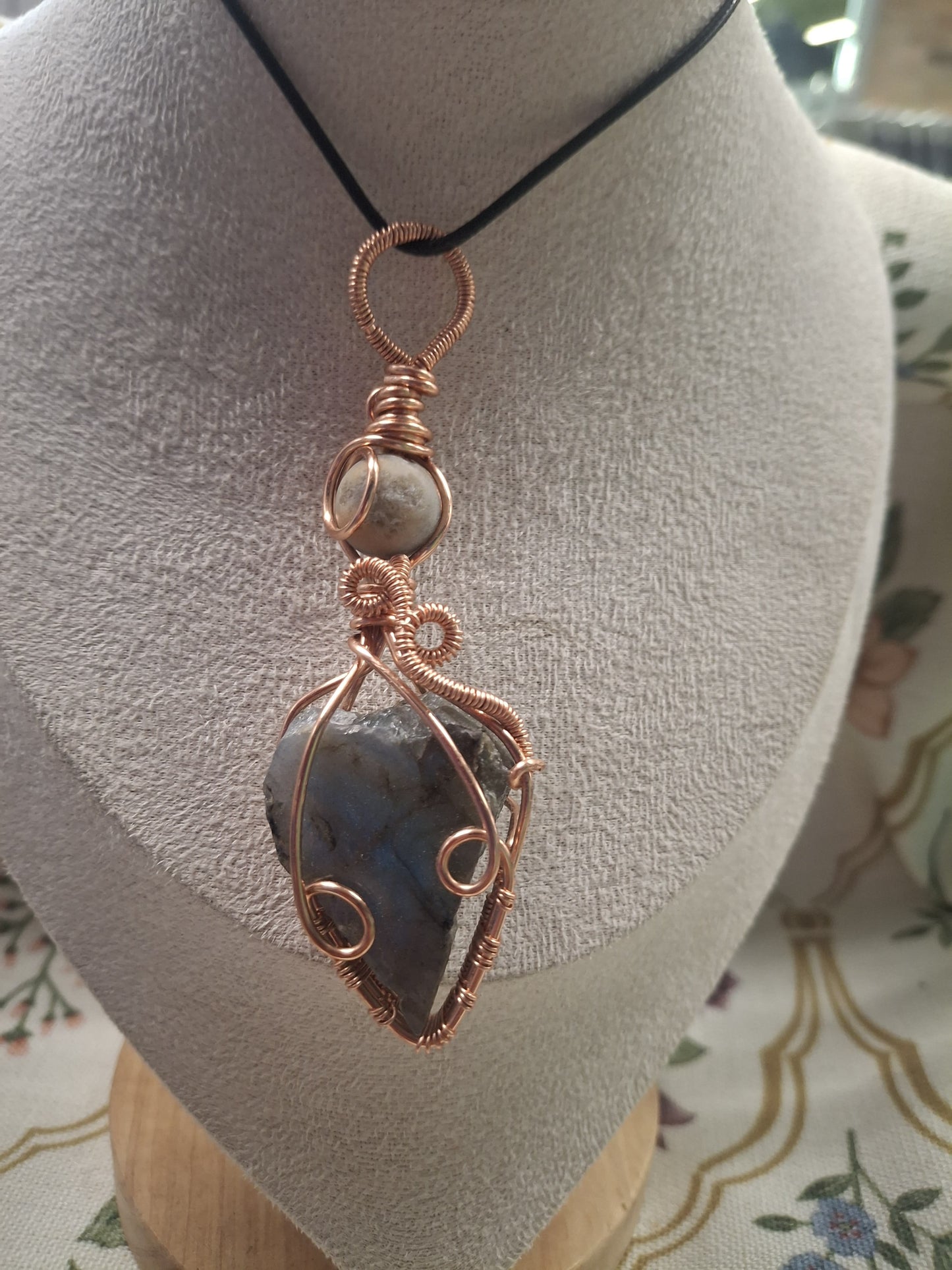 Labradorite & Raw Amazonite Pendant – A Story of Balance and Truth