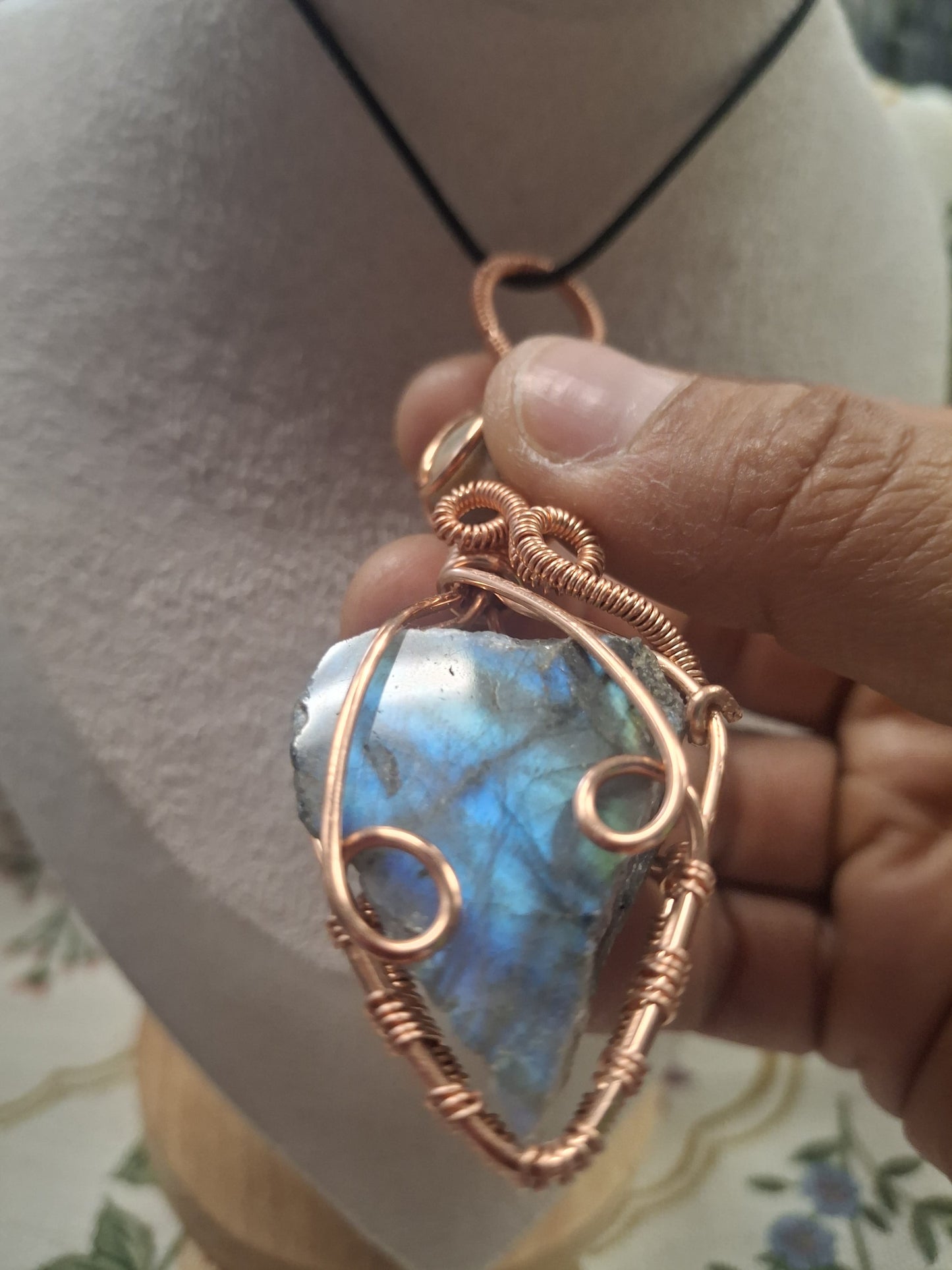 Labradorite & Raw Amazonite Pendant – A Story of Balance and Truth