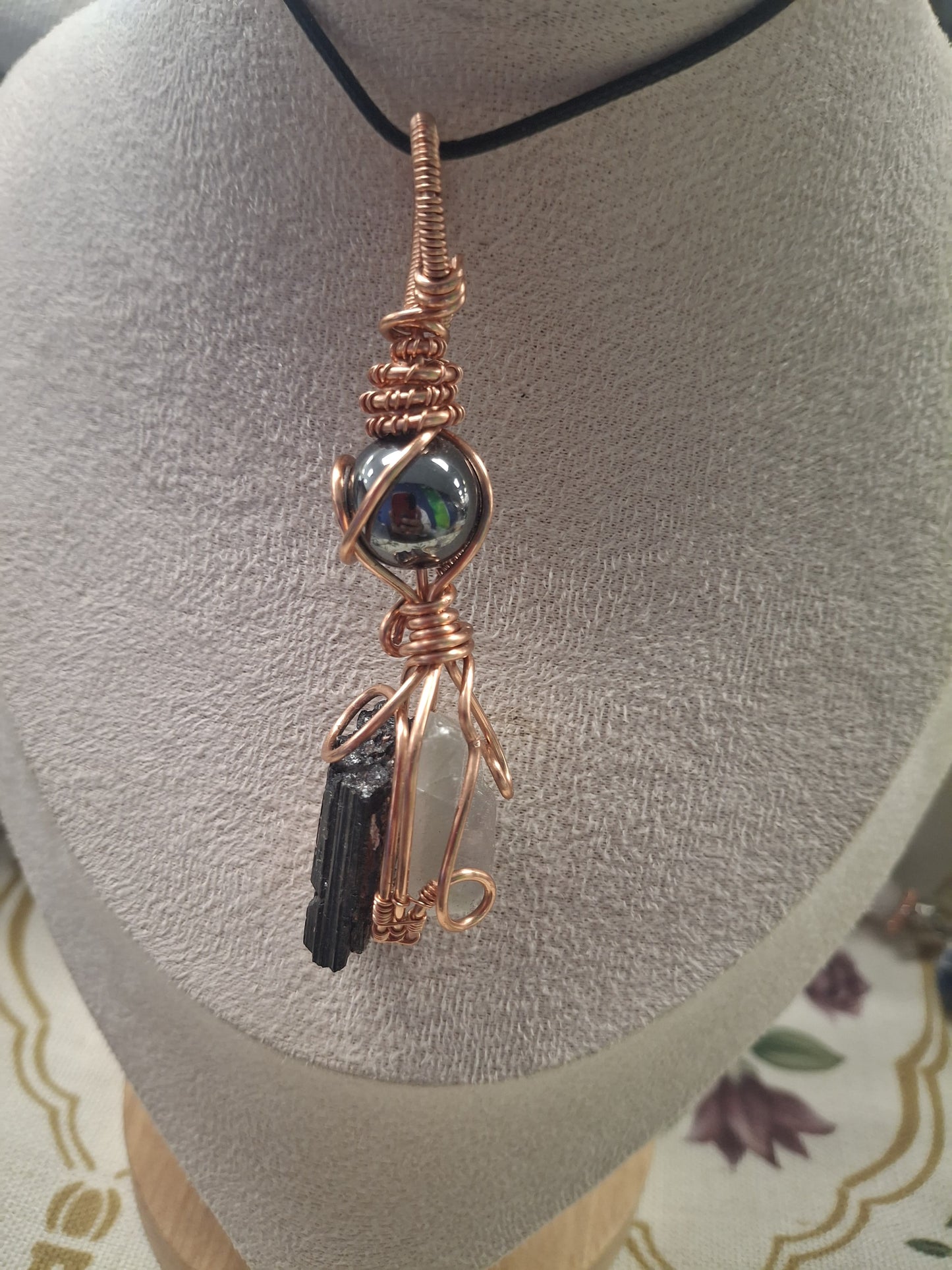 Raw Black Tourmaline & Fluorite Pendant – A Story of Protection and Clarity