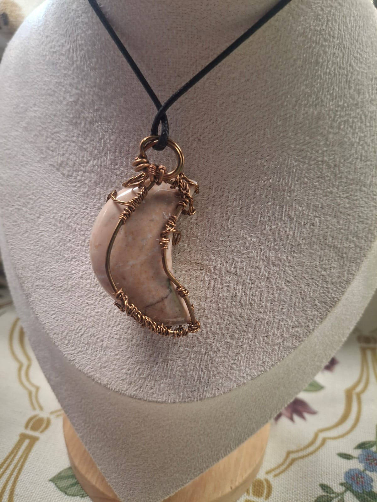 Rhodonite Crescent with Tree of Life – A Story of Healing and Growth