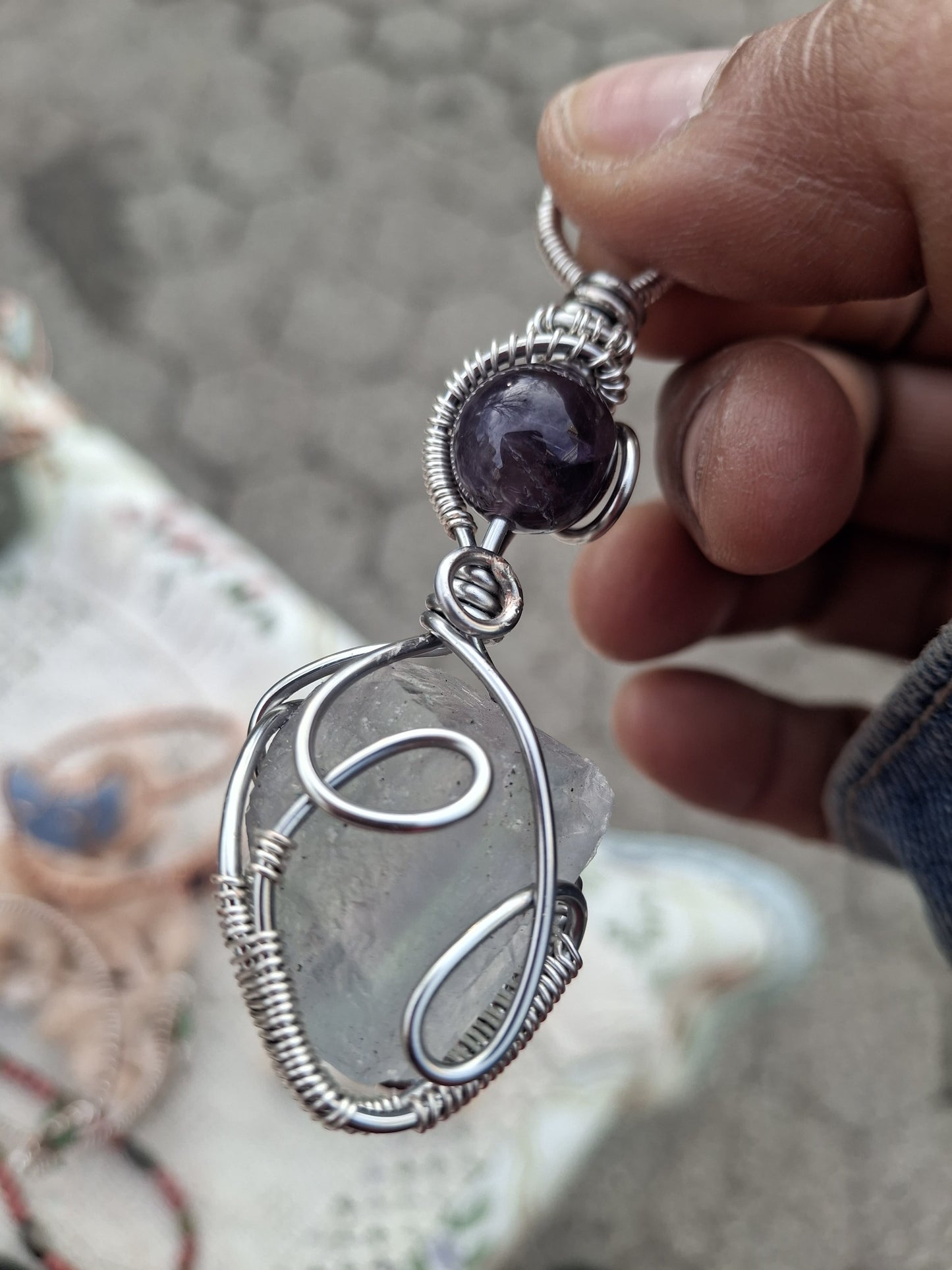 Fluorite & Amethyst Pendant – A Story of Clarity and Calm