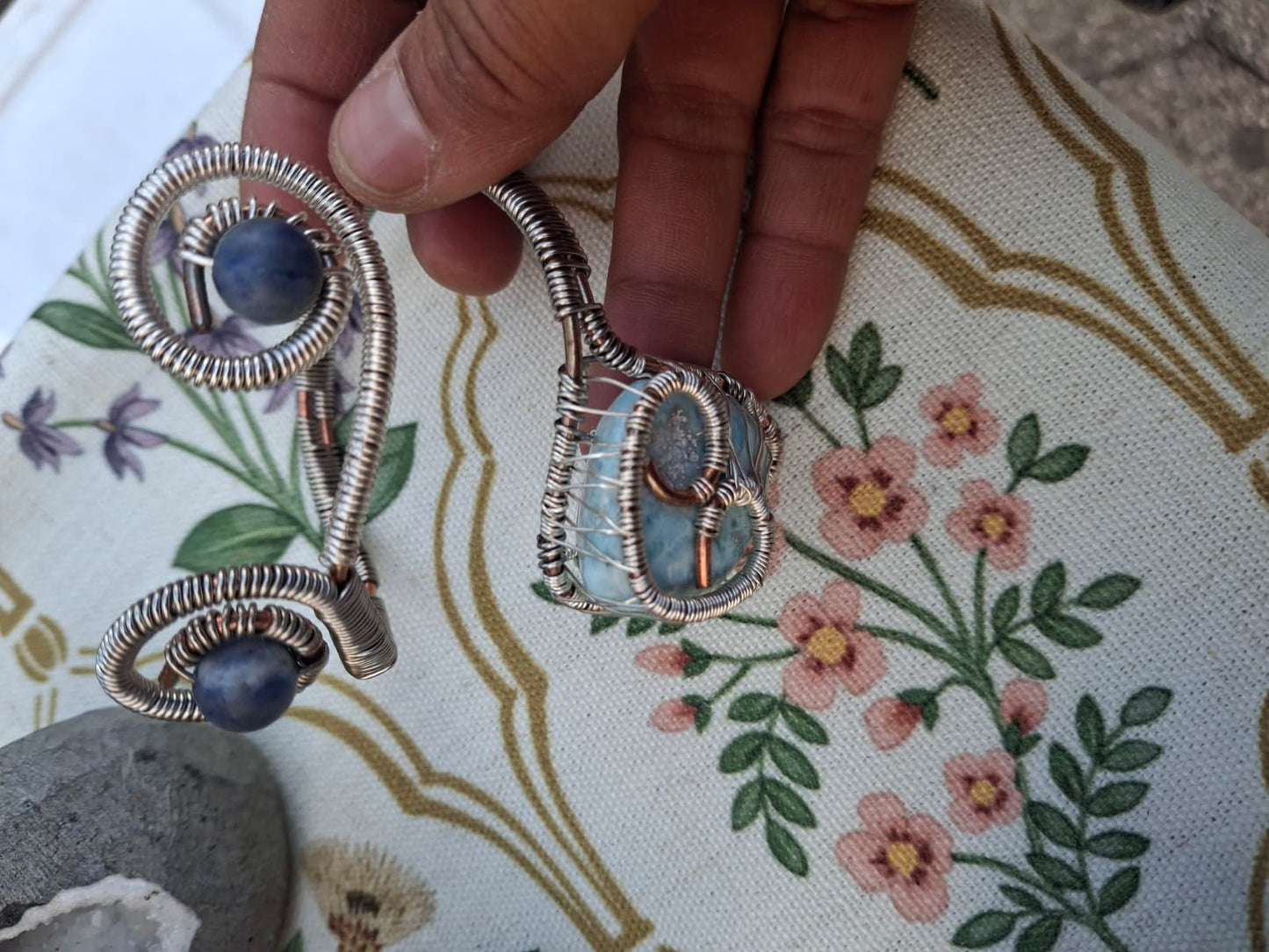 Larimar & Blue Sodalite Forearm Cuff – A Story of Calm Truth and Balance