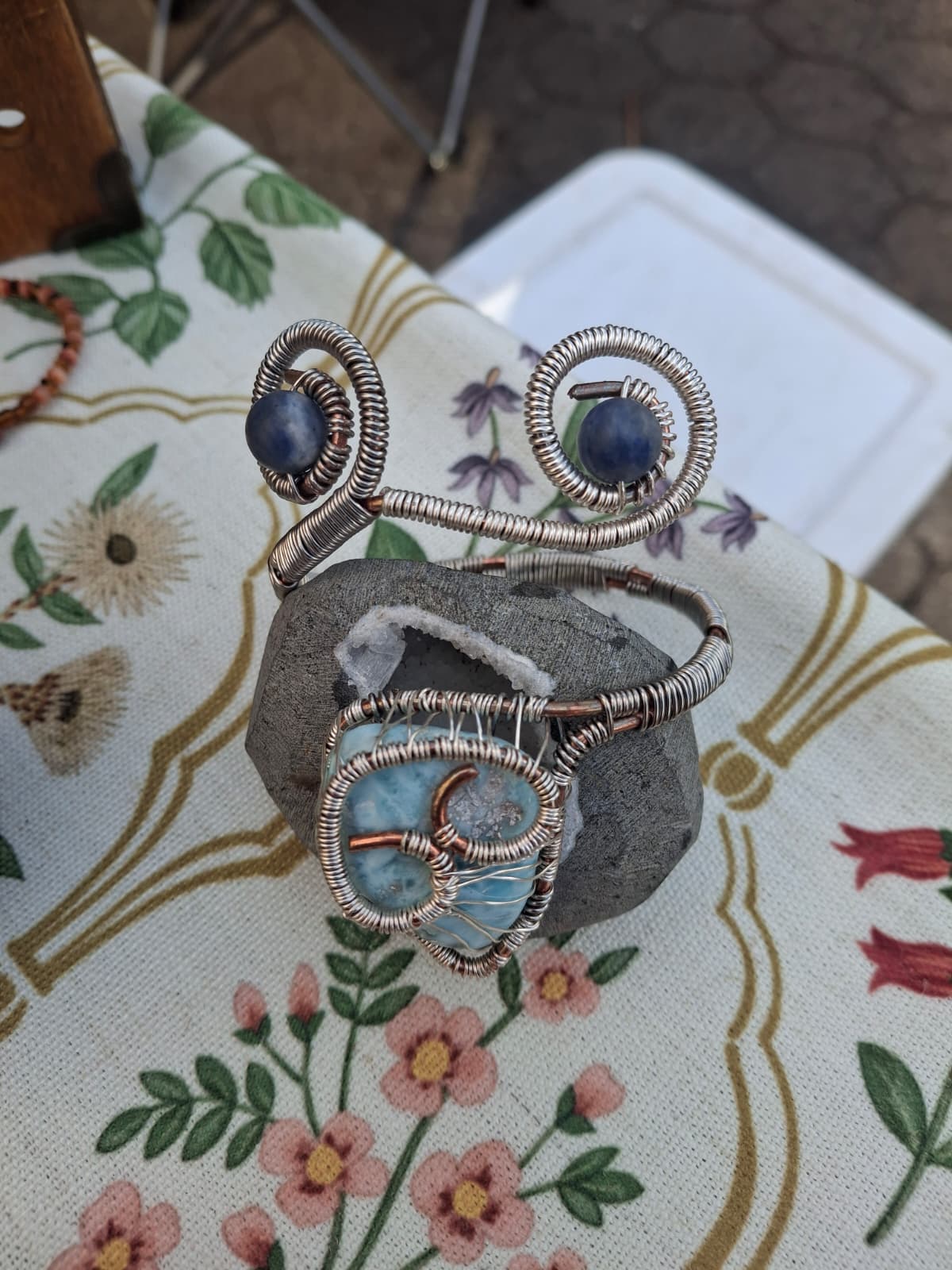 Larimar & Blue Sodalite Forearm Cuff – A Story of Calm Truth and Balance